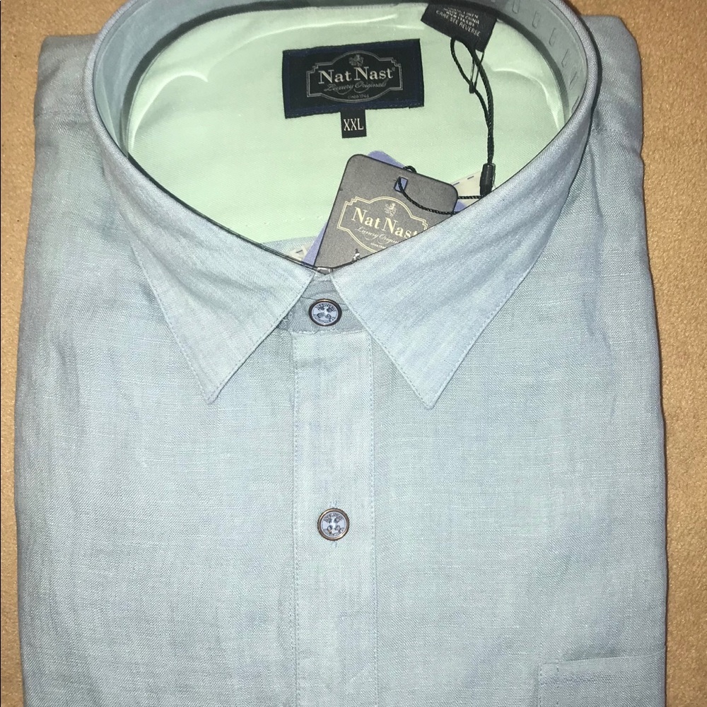 Nat Nast Short Sleeve Linen Shirt XXL NWT Orig Pkg
